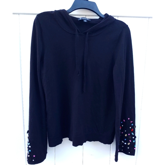 ✨Glamorous✨ INC International Concepts Gem Bell Sleeve Hoodie Black - Picture 2 of 8